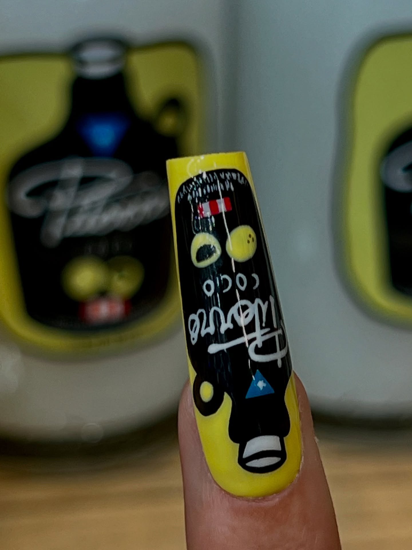 Handmade Puerto Rico Heritage Press On Nails - XL Square Cultural Pop Art Nails - Yaucono Coffee, Domino & Flag Design - Luxury Custom Pride Art