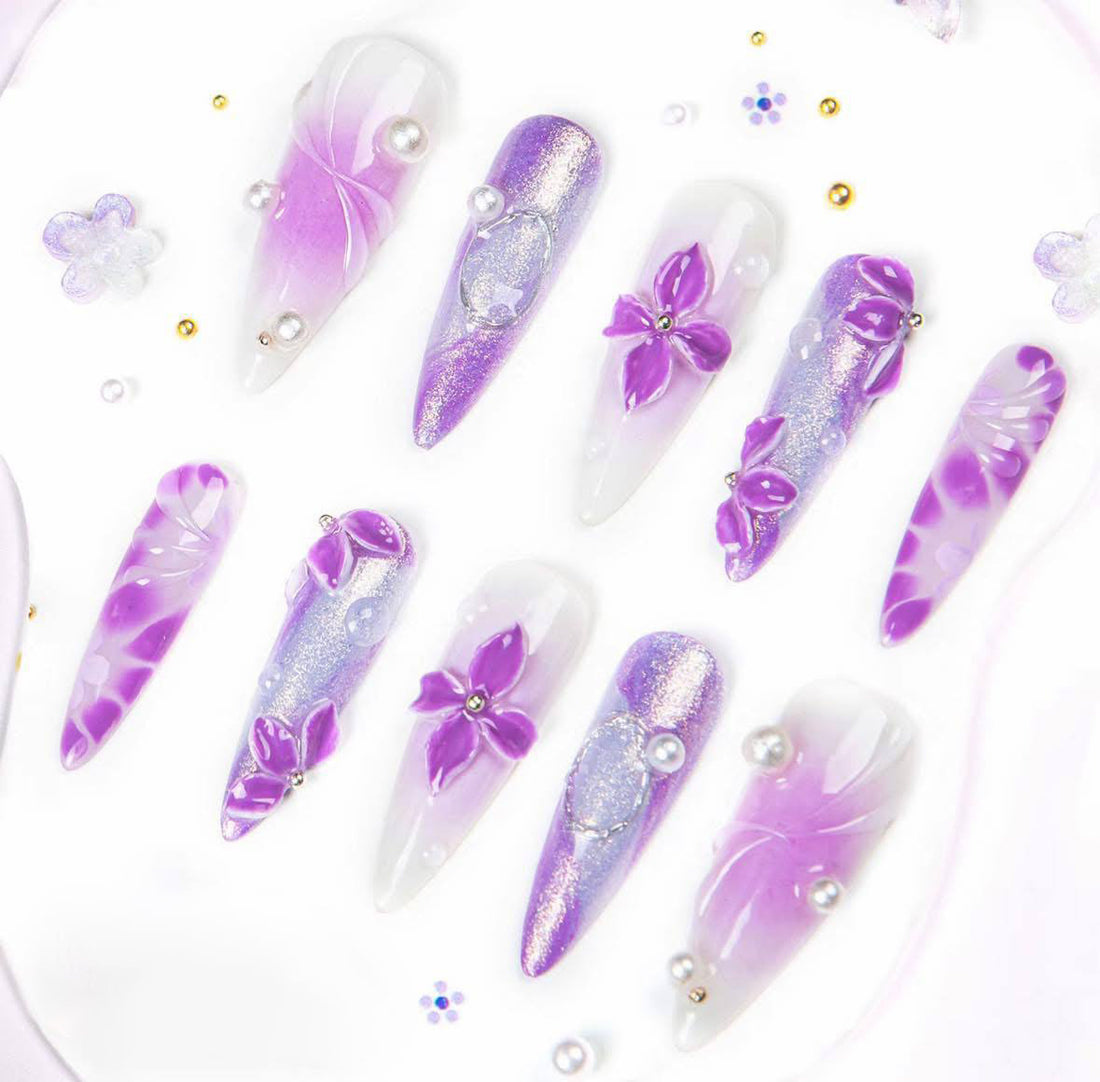 Flower Purple Lavender Color Nail