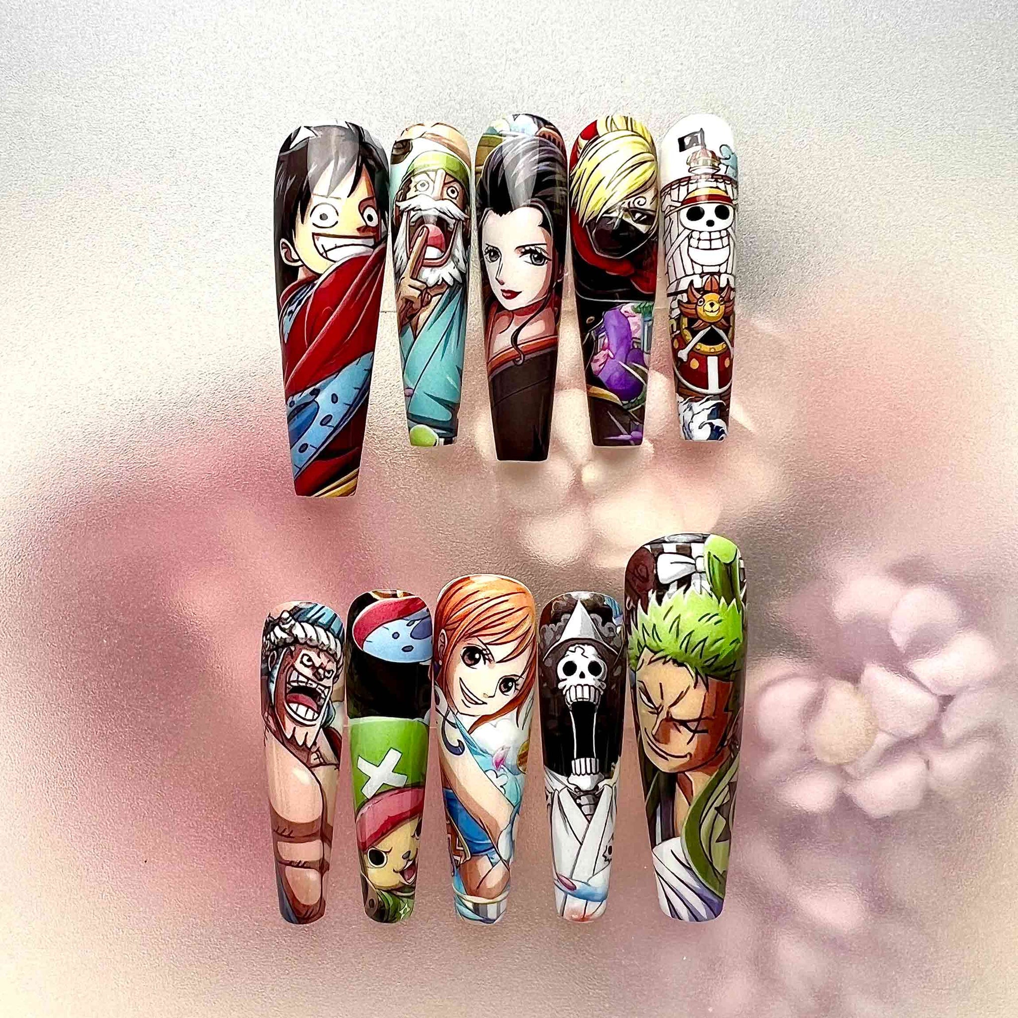 Straw Hat Pirates Nails – One Piece Press-On Nail Set, Grand Line Crew Edition | Dragonnail