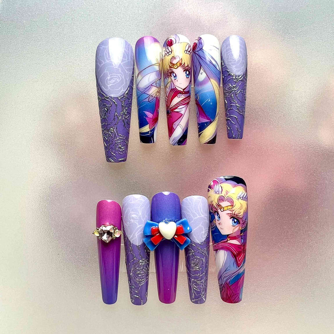 Sailor Moon Nails – Magical Girl Press-On Nail Set, Moon Princess Edition | Dragonnail
