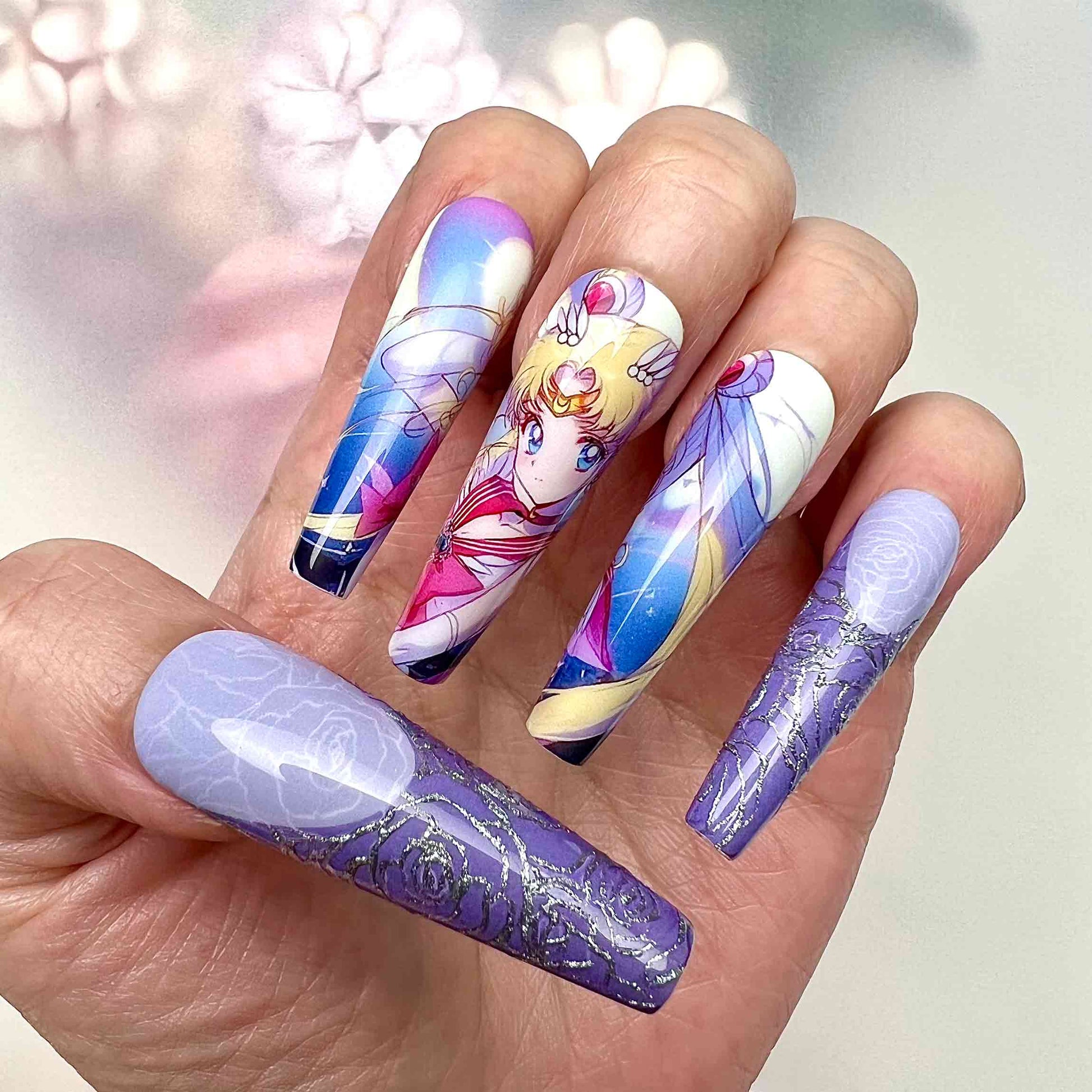 Sailor Moon Nails – Magical Girl Press-On Nail Set, Moon Princess Edition | Dragonnail