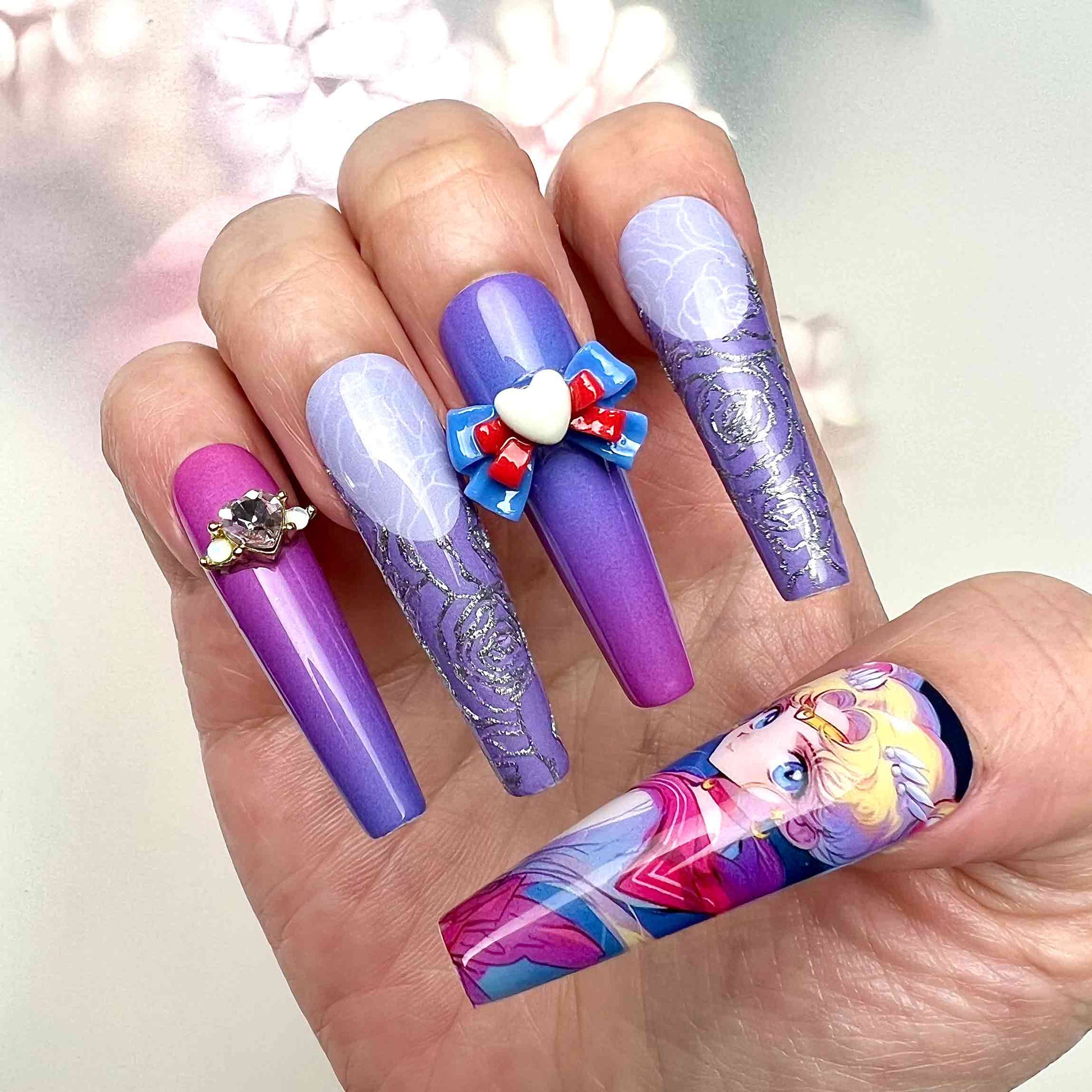 Sailor Moon Nails – Magical Girl Press-On Nail Set, Moon Princess Edition | Dragonnail