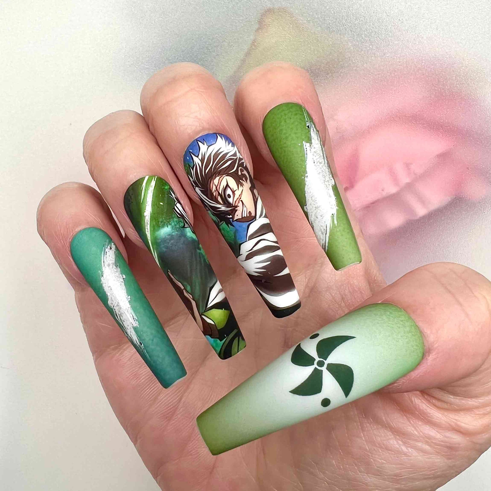 Garou Nails – One Punch Man Press-On Nail Set, Monster Hunter Green Edition | Dragonnail