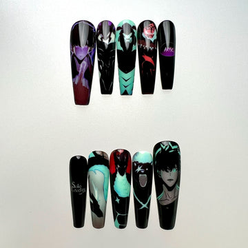 Sung Jinwoo Nails – Solo Leveling Press-On Nail Set, Shadow Monarch Edition | Dragonnail