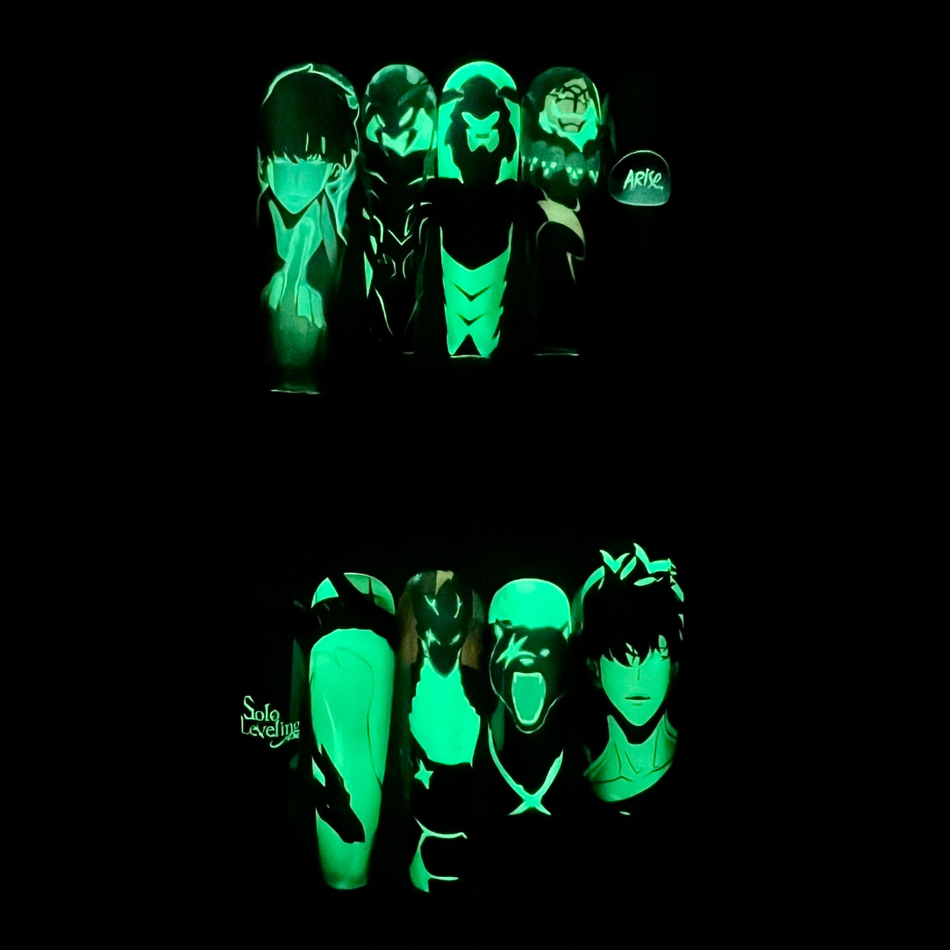 Sung Jinwoo Nails – Solo Leveling Press-On Nail Set, Shadow Monarch Edition | Dragonnail