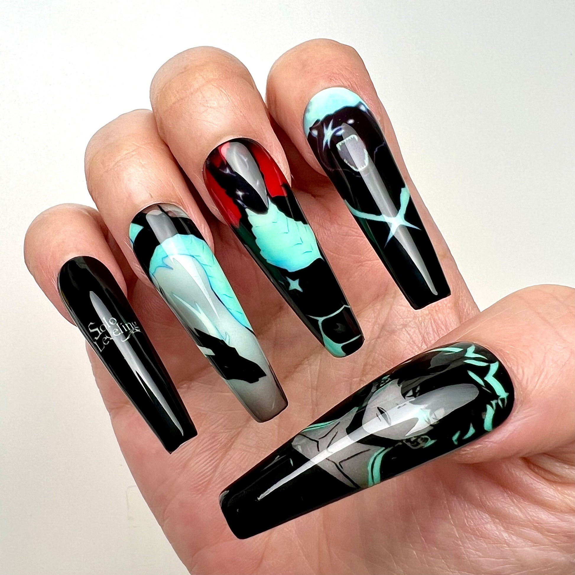 Sung Jinwoo Nails – Solo Leveling Press-On Nail Set, Shadow Monarch Edition | Dragonnail