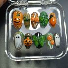 Spooky Fairycore Pumpkin Press On Nails 3d Nail Art Halloween Party Mushroom Press-on Nails Ghost Nails Art Dragonnail