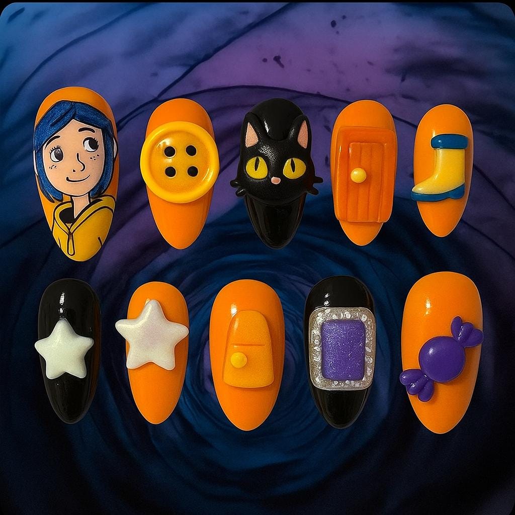 Spooky Funny Cartoon Nails Handmade Cute Press On Nails Spooky 3d Nails Art Gothic Nails Dragonnail