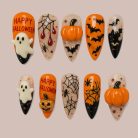 Spooky Halloween Bat Pumpkin Press On Nails 3d Nail Art Halloween Party Glitter Press-on Nails With Witch Gothic Nails Art Dragonnail