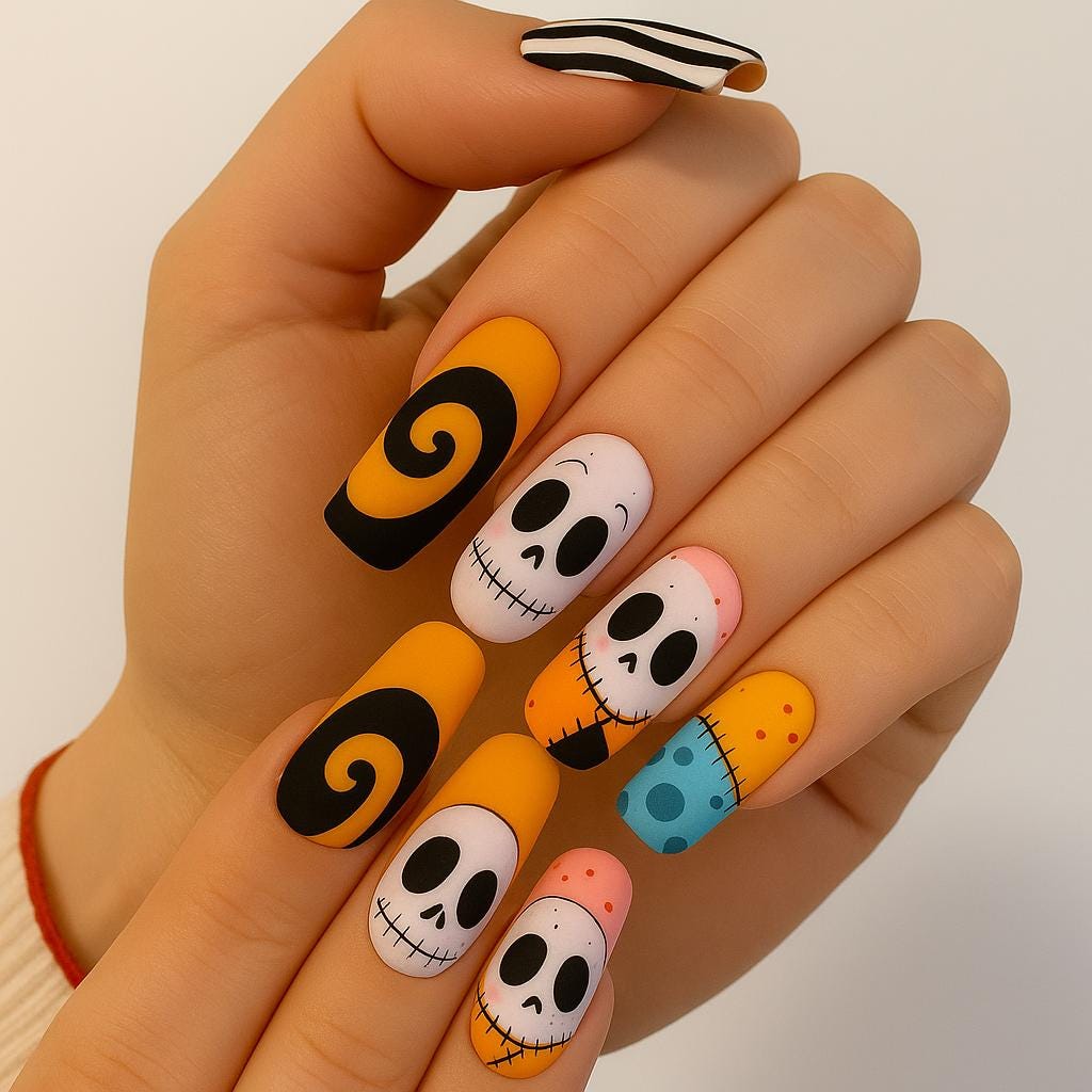 Spooky Halloween Cartoon Press On Nails 3d Nail Art Halloween Party Pumpkin King Press-on Nails Gothic Nails Art Dragonnail