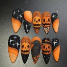 Spooky Halloween Pumpkin Ghost Press On Nails 3d Nail Art For Halloween Party Crow Holiday Almond Nails Custom Handpainted Nails Dragonnail