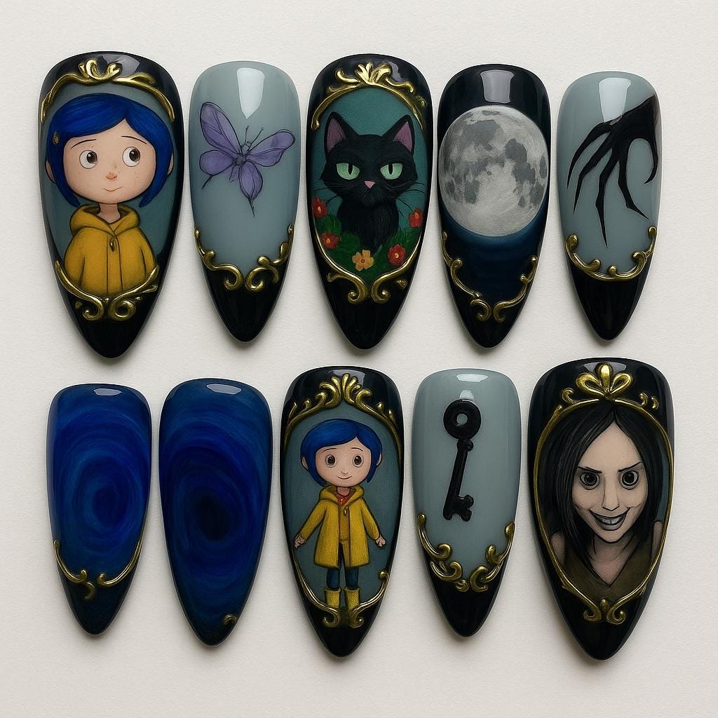 Spooky Scary Doll Nails Handmade Cute Press On Nails Spooky 3d Nails Art Horror Movie Nails Dragonnail