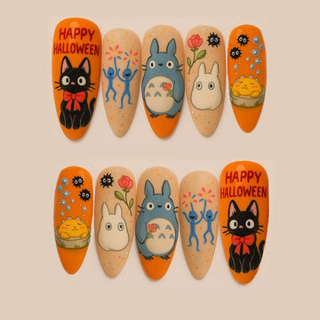 Spooky Tororo Press On Nails Studio Ghibli Inspired Nails Spirited Away Shirt Hayao Miyazaki 3d Nail Art Halloween Party Cartoon Nail Dragonnail