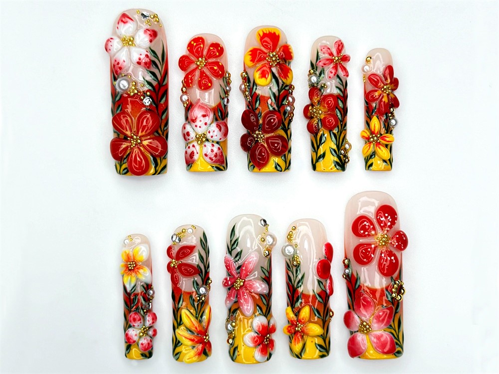 Summer Floral Tropical Yellow Red