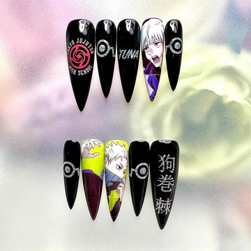 Toge Inumaki Nails – Jujutsu Kaisen JJK Press-On Set, Cursed Speech "Tuna" Design | Dragonnail