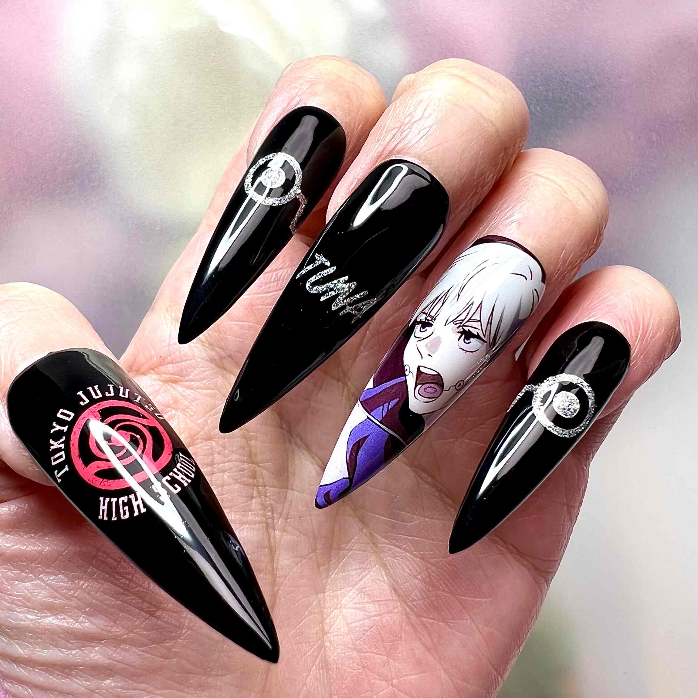 Toge Inumaki Nails – Jujutsu Kaisen JJK Press-On Set, Cursed Speech "Tuna" Design | Dragonnail