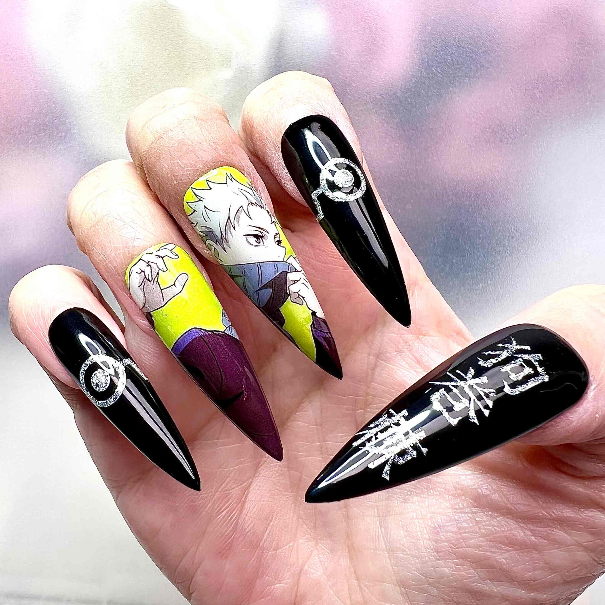 Toge Inumaki Nails – Jujutsu Kaisen JJK Press-On Set, Cursed Speech "Tuna" Design | Dragonnail