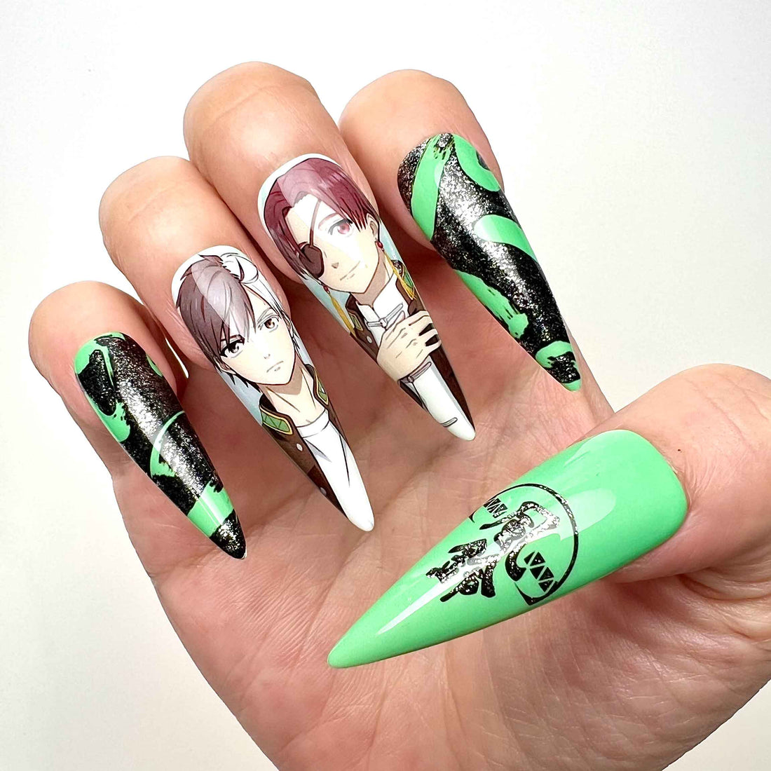 Frieren: Beyond Journey's End Press-On Nails | Hero's Party Anime Set feat. Himmel &amp; Stark | Fern, Eisen &amp; Mage Tattoo Art | Dragonnail