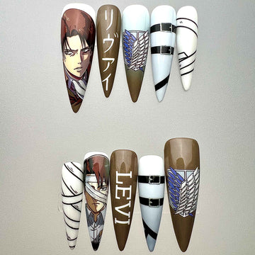Levi Ackerman Nails – Attack on Titan Press-On Nail Set, Survey Corps Edition | Dragonnail